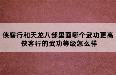 侠客行和天龙八部里面哪个武功更高 侠客行的武功等级怎么样